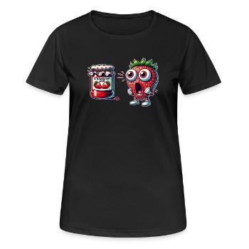 Design amusant de confiture de fraises - T-shirt respirant Femme - noir - Devant - AI Model Female 172 light (172cm)