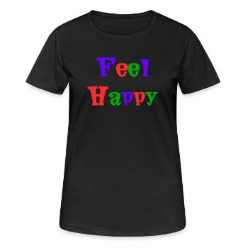 GLÜCKLICH. KOSTENLOS. FREIHEIT. WOHLFAHRT. ZEN. MEDITATION. - Frauen T-Shirt atmungsaktiv - Schwarz - Vorne - AI Model Female 172 light (172cm)