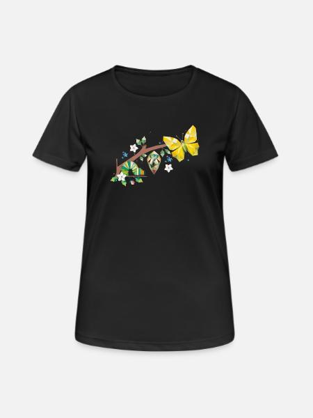 Von der Raupe zum Schmetterling - Lebenszyklus - Frauen T-Shirt atmungsaktiv - Schwarz