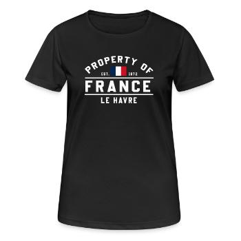 Aus Frankreich Marke Le Havre - Frauen T-Shirt atmungsaktiv - Schwarz - Vorne - AI Model Female 172 light (172cm)