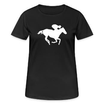 Reiten - Frauen T-Shirt atmungsaktiv - Schwarz - Vorne - AI Model Female 172 light (172cm)