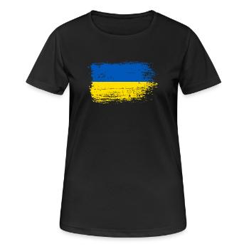 Hinweis Pinselstrich Ukraine - Frauen T-Shirt atmungsaktiv - Schwarz - Vorne - AI Model Female 172 light (172cm)