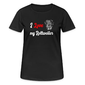 J'adore le design de mon chien Rottweiler - T-shirt respirant Femme - noir - Devant - AI Model Female 172 light (172cm)