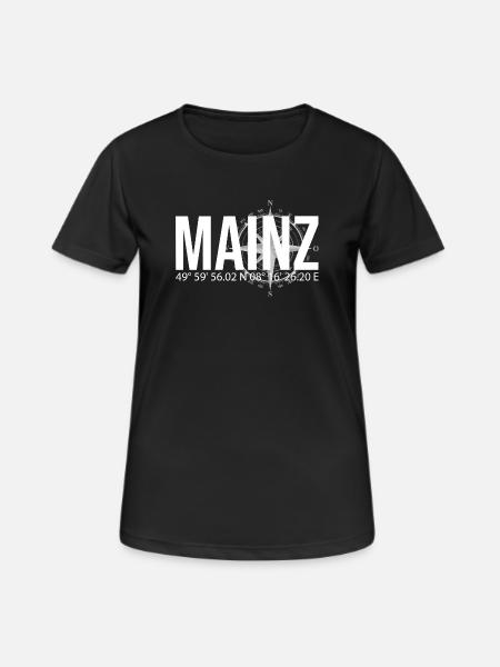 Koordinaten Mainz - Frauen T-Shirt atmungsaktiv - Schwarz