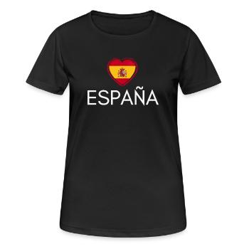 Cœur avec drapeau espagnol, fierté espagnole - T-shirt respirant Femme - noir - Devant - AI Model Female 172 light (172cm)