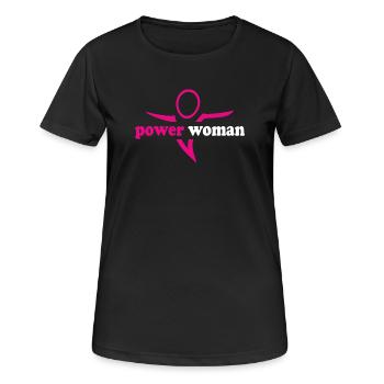 power_woman_001 - Frauen T-Shirt atmungsaktiv - Schwarz - Vorne - AI Model Female 172 light (172cm)
