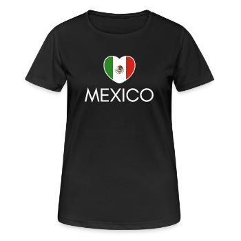 Herz mit mexikanischer Flagge, mexikanischer Stolz - Frauen T-Shirt atmungsaktiv - Schwarz - Vorne - AI Model Female 172 light (172cm)