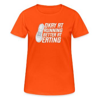 Marathon Runner Okay At Running Gift - T-shirt respirant Femme - orange néon - Devant - AI Model Female 172 dark (172cm)