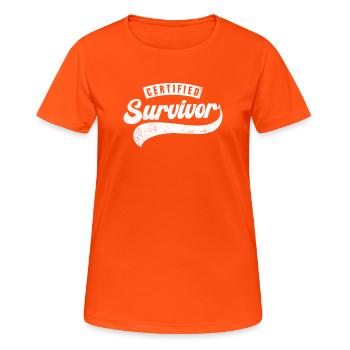 Survivant certifié - T-shirt respirant Femme - orange néon - Devant - AI Model Female 172 dark (172cm)
