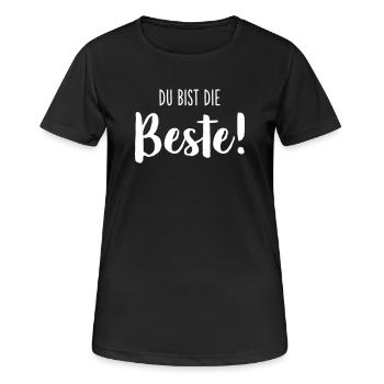 Du bist die Beste – Liebevolles Textdesign - Frauen T-Shirt atmungsaktiv - Schwarz - Vorne - AI Model Female 172 light (172cm)