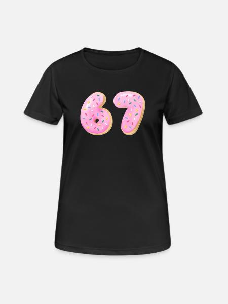 67 Six Seven Zahl 67 Meme Cream Donut - Frauen T-Shirt atmungsaktiv - Schwarz