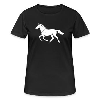 Cavalier cadeau silhouette de cheval blanc - T-shirt respirant Femme - noir - Devant - AI Model Female 172 light (172cm)
