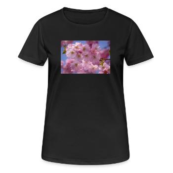 Kirschblueten Nachaufnahmer Rosa Blueten - Frauen T-Shirt atmungsaktiv - Schwarz - Vorne - AI Model Female 172 light (172cm)