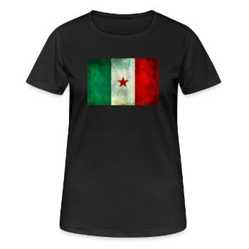 T-Shirt Partisanenflagge Garibaldi Brigaden - Frauen T-Shirt atmungsaktiv - Schwarz - Vorne - AI Model Female 172 light (172cm)