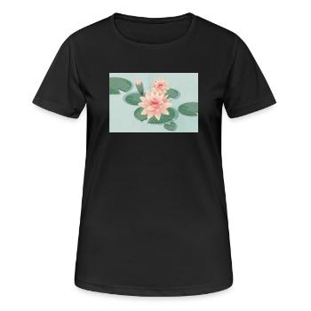 Fleurs de nénuphars avec bourgeon dans l’étang de nénuphars - T-shirt respirant Femme - noir - Devant - AI Model Female 172 light (172cm)
