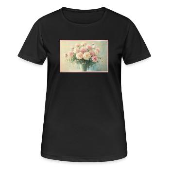 Bouquet floral pastel délicat - T-shirt respirant Femme - noir - Devant - AI Model Female 172 light (172cm)