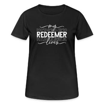 Mon Rédempteur vit le lettrage - T-shirt respirant Femme - noir - Devant - AI Model Female 172 light (172cm)