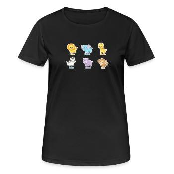 Kuschelige Tierfreunde Sticker - Frauen T-Shirt atmungsaktiv - Schwarz - Vorne - AI Model Female 172 light (172cm)