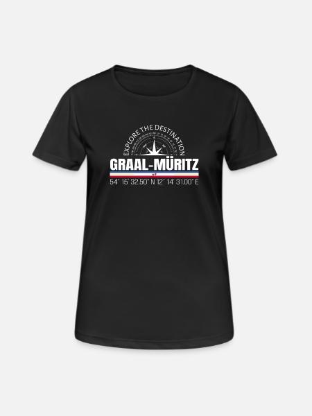 Graal-Müritz - Frauen T-Shirt atmungsaktiv - Schwarz