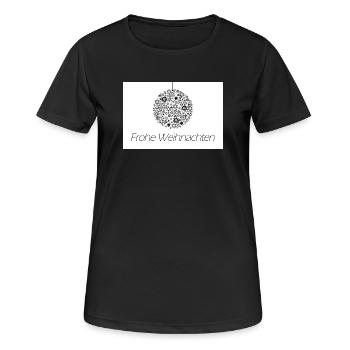 Frohe Weihnachten: Sternen-Weihnachtskugel - Frauen T-Shirt atmungsaktiv - Schwarz - Vorne - AI Model Female 172 light (172cm)