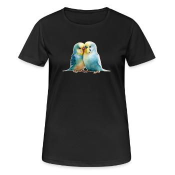Wellensittiche - Frauen T-Shirt atmungsaktiv - Schwarz - Vorne - AI Model Female 172 light (172cm)