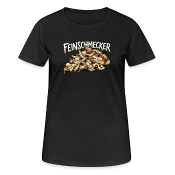 Lustige feinschmecker Pizza - Pommes Ananas Wurst - Frauen T-Shirt atmungsaktiv - Schwarz - Vorne - AI Model Female 172 light (172cm)