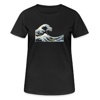 La Vague | La Vague | Katsushika Hokusai - T-shirt respirant Femme - noir - Devant - AI Model Female 172 light (172cm)
