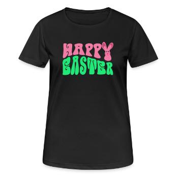 Frohe Ostern - Happy Easter - Frauen T-Shirt atmungsaktiv - Schwarz - Vorne - AI Model Female 172 light (172cm)