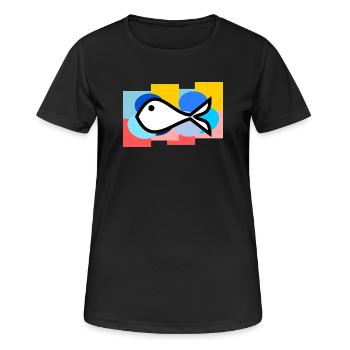 APRILSCHERZ. FISCH. SARDINE. JAHRESTAG - Frauen T-Shirt atmungsaktiv - Schwarz - Vorne - AI Model Female 172 light (172cm)