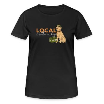 Lokaler Südstaaten-Junge bei der Jagd auf Wasservögel - Frauen T-Shirt atmungsaktiv - Schwarz - Vorne - AI Model Female 172 light (172cm)