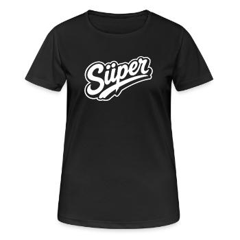 Süper Script Wortmarke Jugendwort - Frauen T-Shirt atmungsaktiv - Schwarz - Vorne - AI Model Female 172 light (172cm)