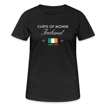 Cliffs of Moher Ireland Coordinates Travel Souvenir - Women's Breathable T-Shirt - black - Front - AI Model Female 172 light (172cm)