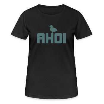 Ahoi Moewe Hafen Meer Anker Strand Urlaub maritim - Frauen T-Shirt atmungsaktiv - Schwarz - Vorne - AI Model Female 172 light (172cm)
