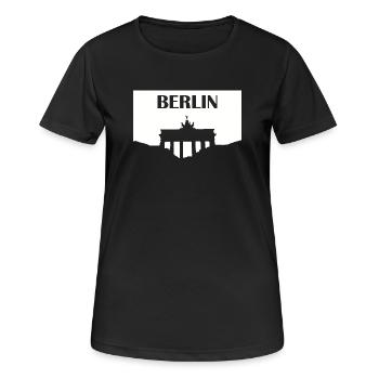 Berlin Brandenburger Tor weiß - Frauen T-Shirt atmungsaktiv - Schwarz - Vorne - AI Model Female 172 light (172cm)