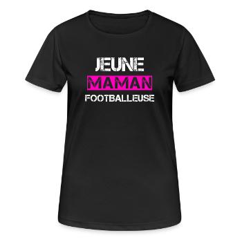 Jeune Maman Footballeuse - T-shirt respirant Femme - noir - Devant - AI Model Female 172 light (172cm)