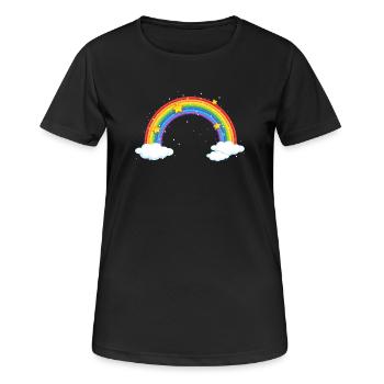 Bright Cartoon Rainbow with Clouds - Women's Breathable T-Shirt - black - Front - AI Model Female 172 light (172cm)