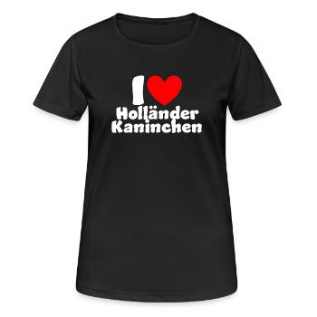 I Love Holländerkaninchen - Frauen T-Shirt atmungsaktiv - Schwarz - Vorne - AI Model Female 172 light (172cm)