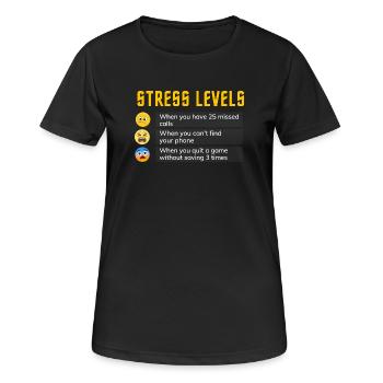 Stresslevel Emo-Chart - Frauen T-Shirt atmungsaktiv - Schwarz - Vorne - AI Model Female 172 light (172cm)