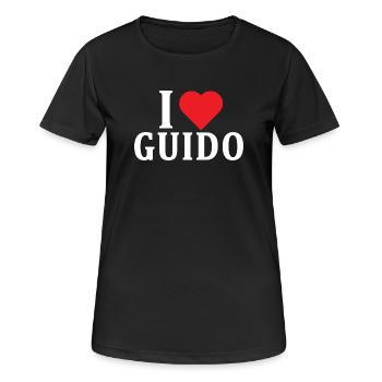 nom t-shirt J’adore Guido idée cadeau t-shirt - T-shirt respirant Femme - noir - Devant - AI Model Female 172 light (172cm)