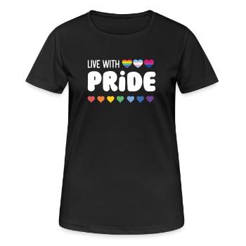 Mois de la fierté LGBTQ - Vivre avec la fierté - T-shirt respirant Femme - noir - Devant - AI Model Female 172 light (172cm)