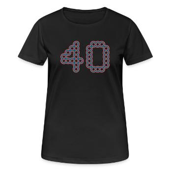40. 40 ANS. 40e ANNIVERSAIRE. ANNIVERSAIRE 40 ANS. - T-shirt respirant Femme - noir - Devant - AI Model Female 172 light (172cm)