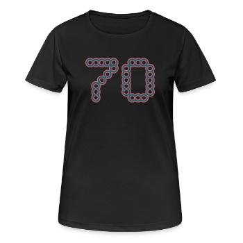 70. 70 ANS. 70e ANNIVERSAIRE. ANNIVERSAIRE 70 ANS. - T-shirt respirant Femme - noir - Devant - AI Model Female 172 light (172cm)