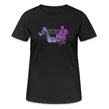 Silhouette dynamique des femmes d’aïkido Nage No Jo - T-shirt respirant Femme - noir - Devant - AI Model Female 172 light (172cm)