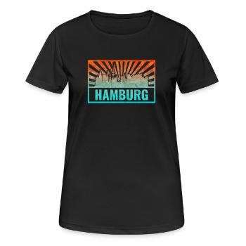 Pente de la silhouette de Hambourg - T-shirt respirant Femme - noir - Devant - AI Model Female 172 light (172cm)