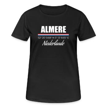 Almere - Frauen T-Shirt atmungsaktiv - Schwarz - Vorne - AI Model Female 172 light (172cm)