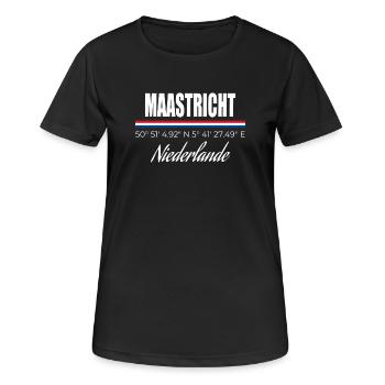 Maastricht - Frauen T-Shirt atmungsaktiv - Schwarz - Vorne - AI Model Female 172 light (172cm)