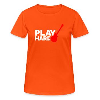 Jouez dur - T-shirt respirant Femme - orange néon - Devant - AI Model Female 172 dark (172cm)