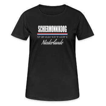 Schiermonnikoog - Frauen T-Shirt atmungsaktiv - Schwarz - Vorne - AI Model Female 172 light (172cm)