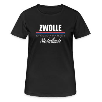 Zwolle - Frauen T-Shirt atmungsaktiv - Schwarz - Vorne - AI Model Female 172 light (172cm)