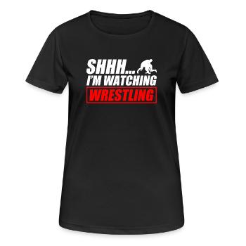 Je regarde catching wrestling drôle, catcheur - T-shirt respirant Femme - noir - Devant - AI Model Female 172 light (172cm)